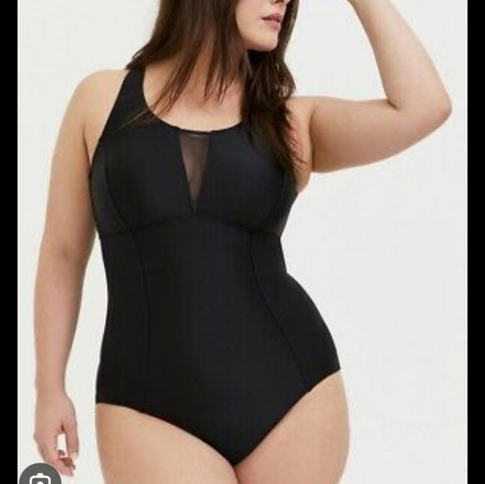 Black Wireless Racerback One-Piece Swimsuit